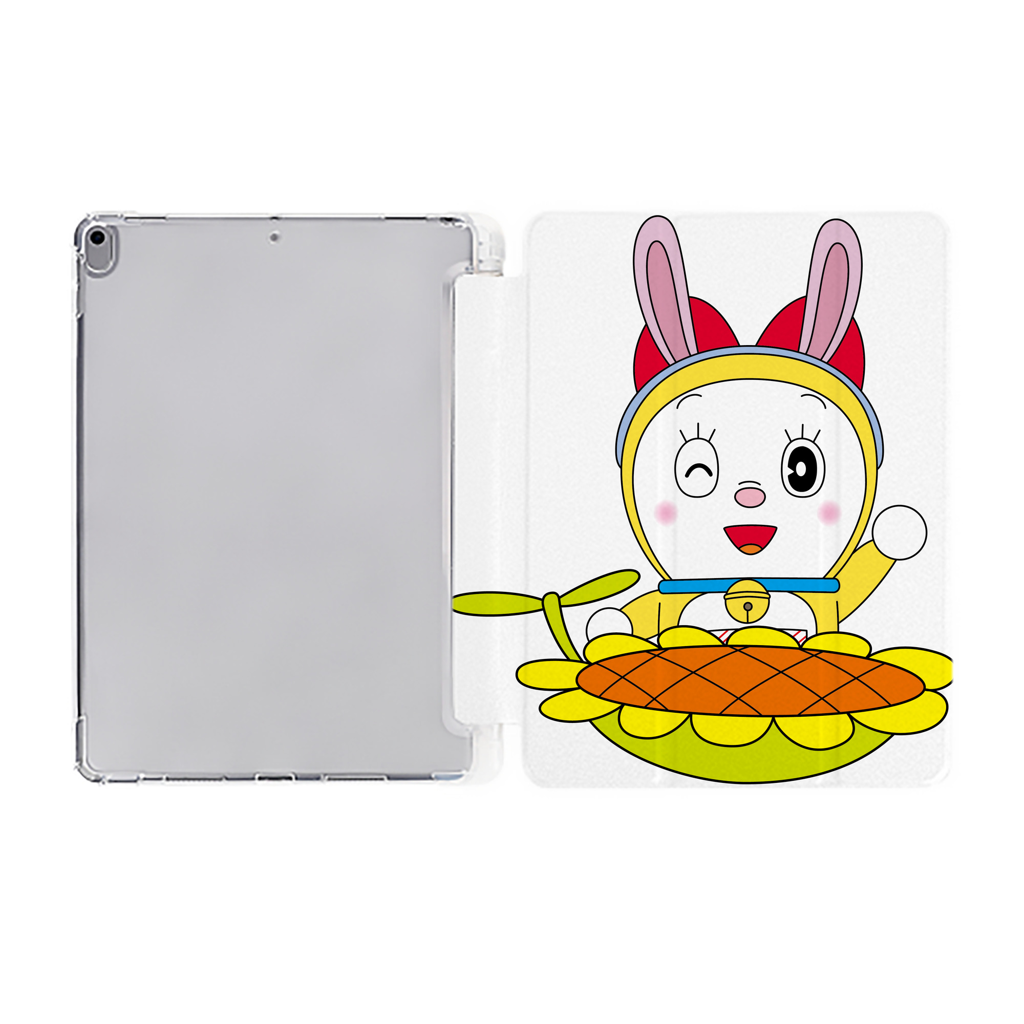 （画像用） ドラえもん ドラミ Doraemon Dorami IPad ケース ペン収納付き 三つ折りスタンド PUレザー×シリコン 対応機種9.5/10.5/10.9インチ